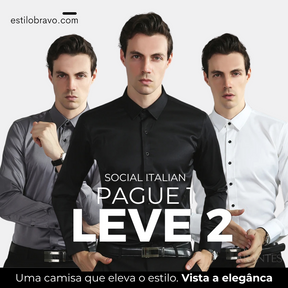 Pague 1 Leve 2 |  Camisa Social Ultra Bravo Italian + Brinde